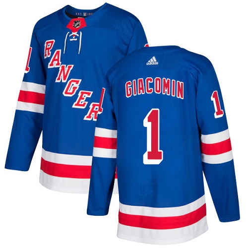 Adidas Men New York Rangers #1 Eddie Giacomin Royal Blue Home Authentic Stitched NHL Jersey